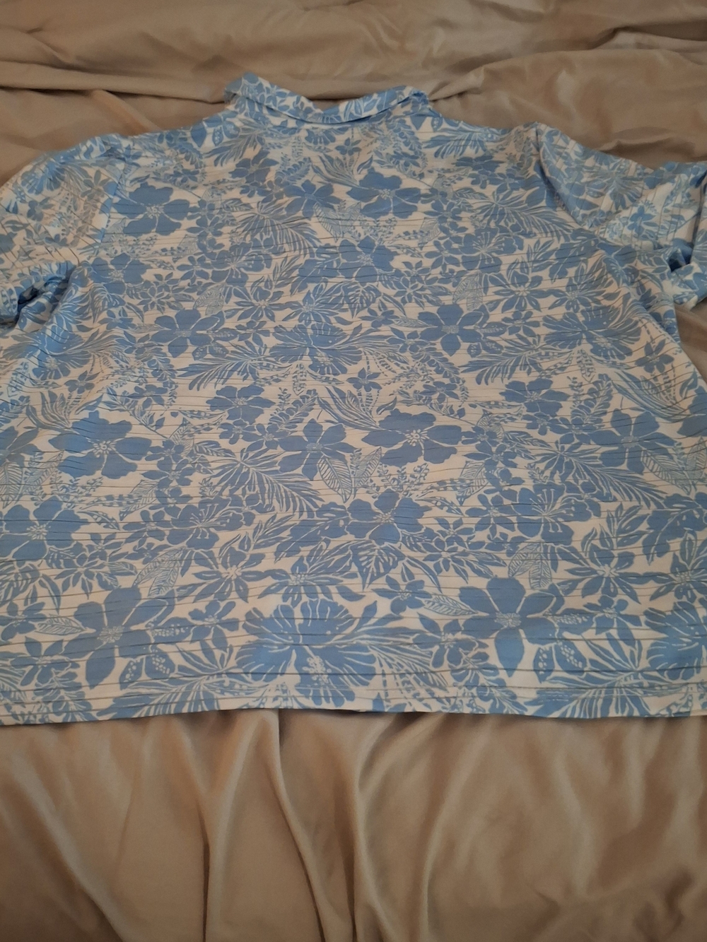 Coral Bay Women's Blue Floral Short Sleeve Popover Top - Picture 7 of 7